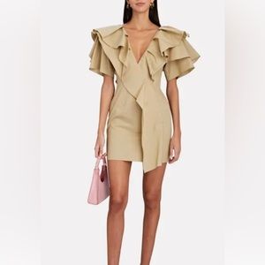 LIDAAN tan cotton poplin dress size small